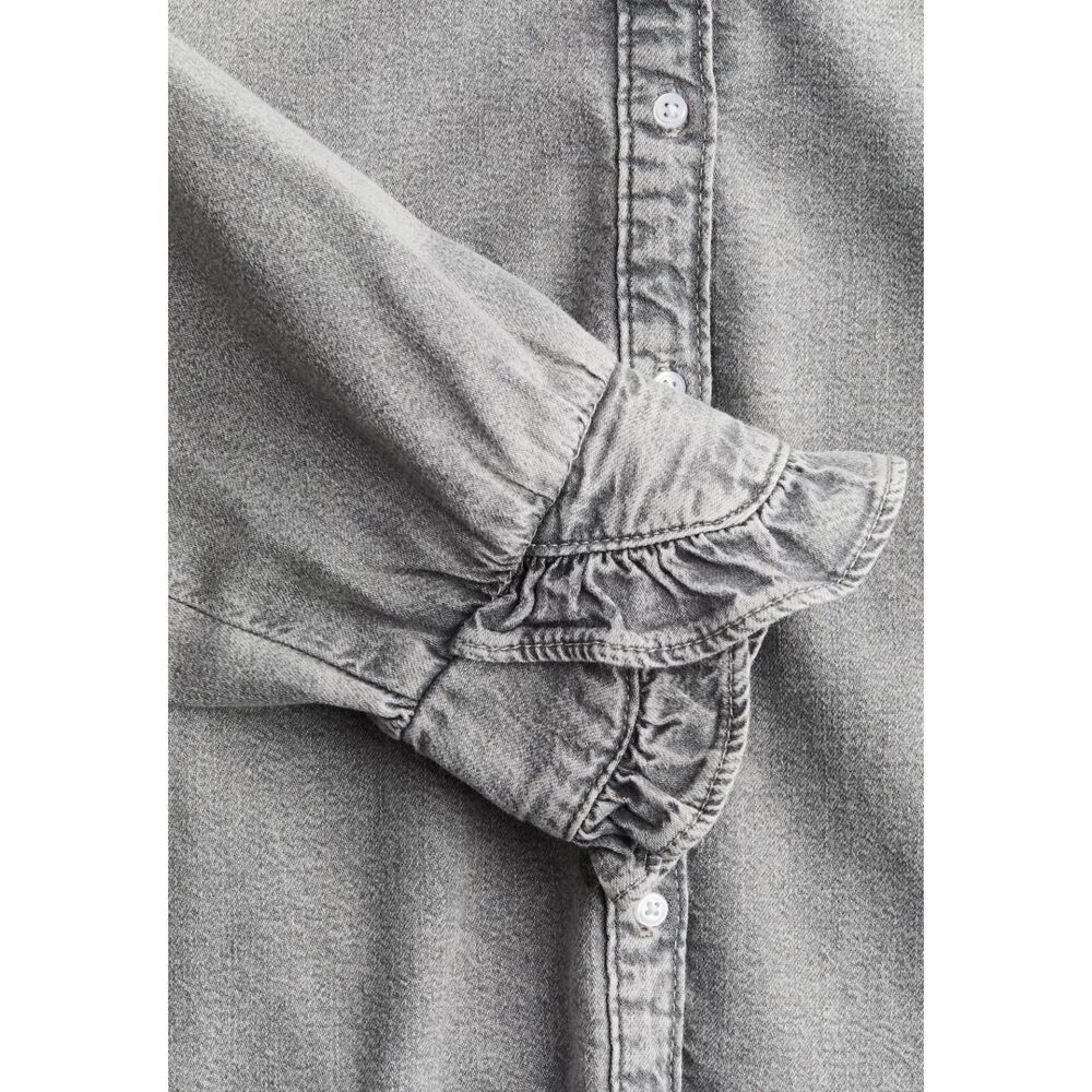 NWT H&M RUFFLE-TRIMMED DENIM BLOUSE - Picture 7 of 7